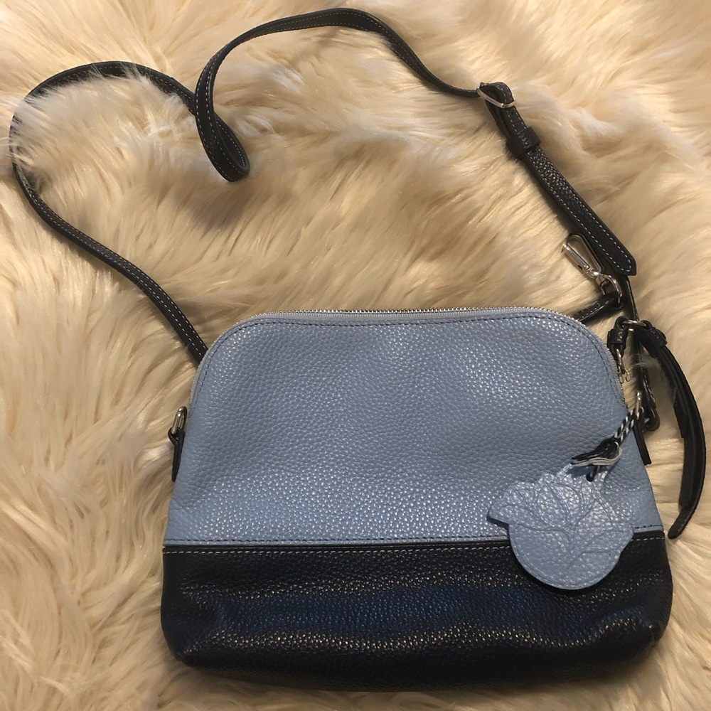 Draper James blue pebbled leather crossbody purse handbag
